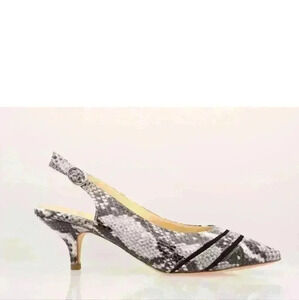 Simply Soles Ava Grey Snake Italian Leather Sling Back Kitten Heel Size 6 - $238